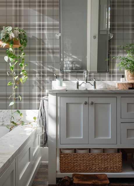 Advantage 2980-92121 Sala Neutral Plaid Wallpaper