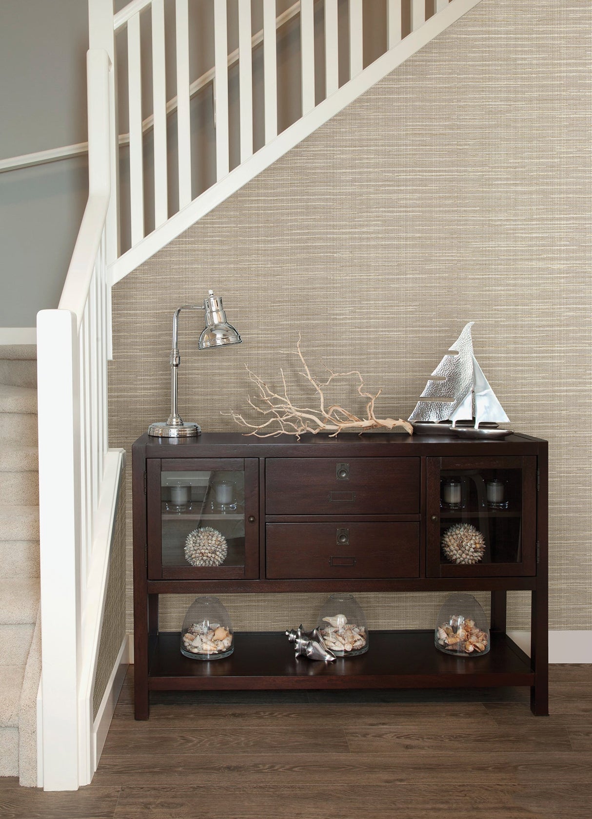 Warner 2984-8018 Bay Ridge Neutral Faux Grasscloth Wallpaper