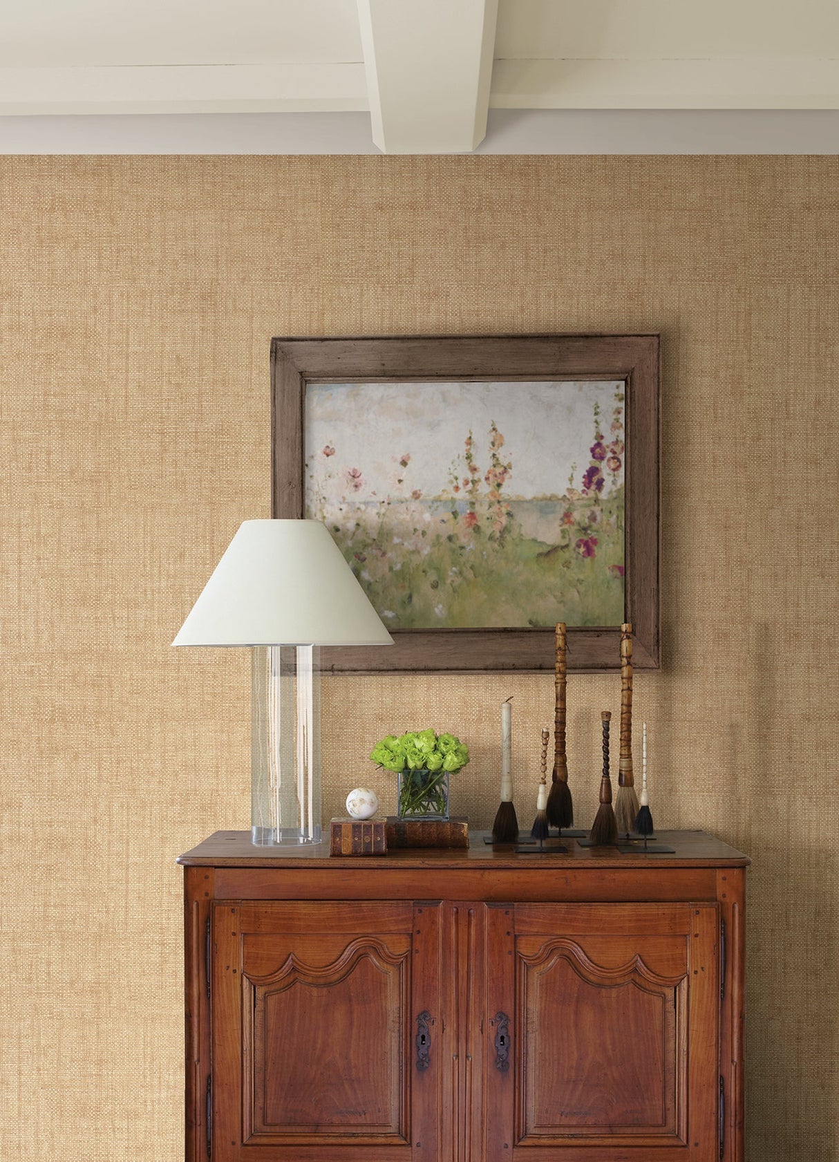 Warner 2984-87917 Caviar Beige Basketweave Wallpaper