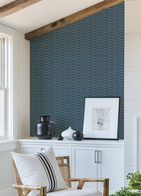 A-Street Prints 2988-70002 Gator Blue Geometric Stripe Wallpaper