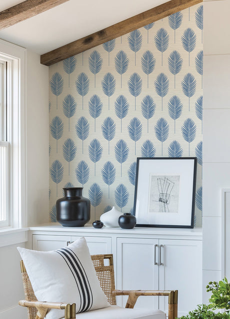 A-Street Prints 2988-70212 Bali Blue Fern Wallpaper