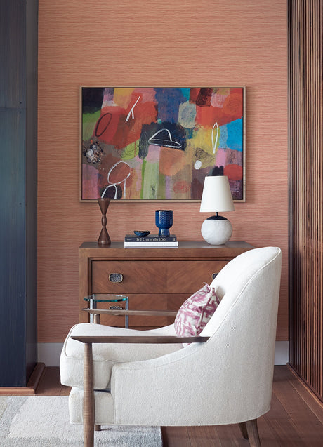 A-Street Prints 2988-70301 Rushmore Coral Faux Grasscloth Wallpaper