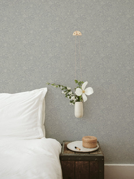 A-Street Prints 2999-13126 Wilma Grey Floral Block Print Wallpaper