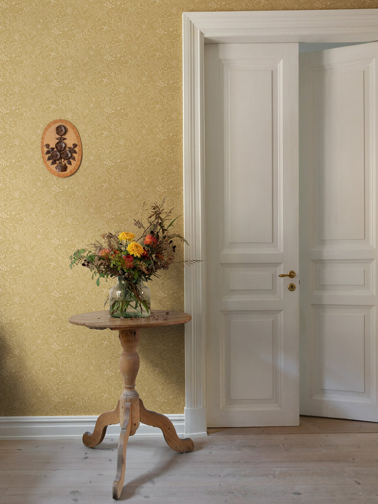A-Street Prints 2999-13127 Wilma Yellow Floral Block Print Wallpaper