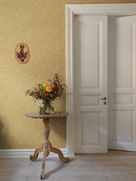 A-Street Prints 2999-13127 Wilma Yellow Floral Block Print Wallpaper