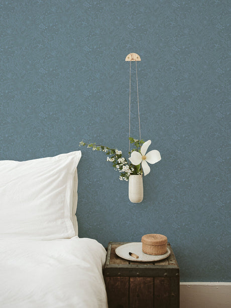 A-Street Prints 2999-13128 Wilma Blue Floral Block Print Wallpaper