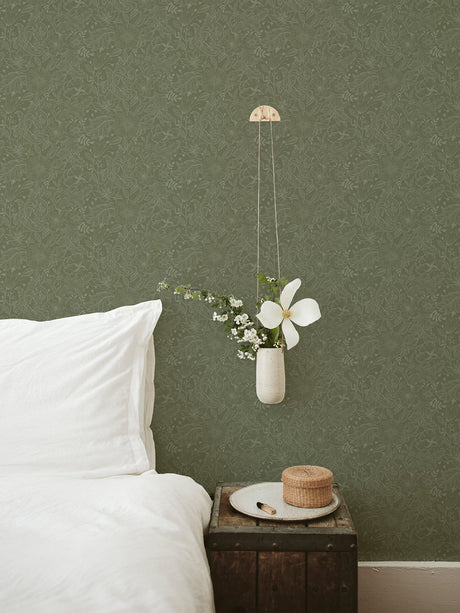 A-Street Prints 2999-13129 Wilma Green Floral Block Print Wallpaper