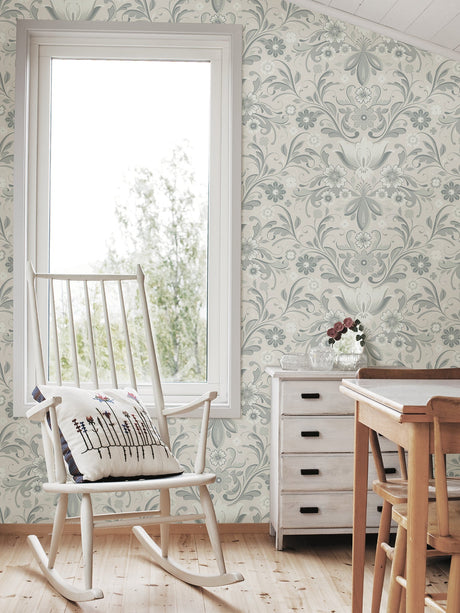 A-Street Prints 2999-24109 Ostanskar Light Grey Retro Floral Wallpaper