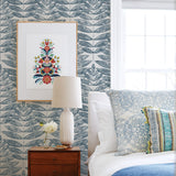 A-Street Prints 2999-25102 Akira Navy Leaf Wallpaper