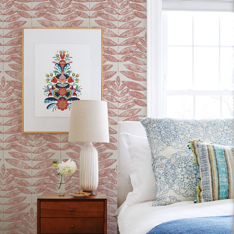 A-Street Prints 2999-25103 Akira Coral Leaf Wallpaper