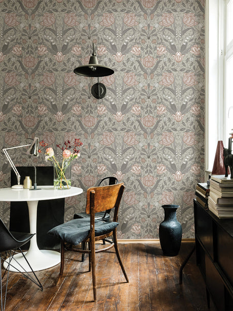 A-Street Prints 2999-44105 Filippa Grey Tulip Wallpaper