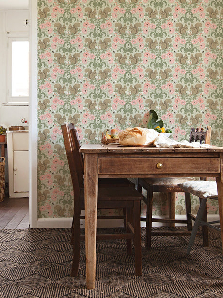 A-Street Prints 2999-44120 Kurre Pink Woodland Damask Wallpaper