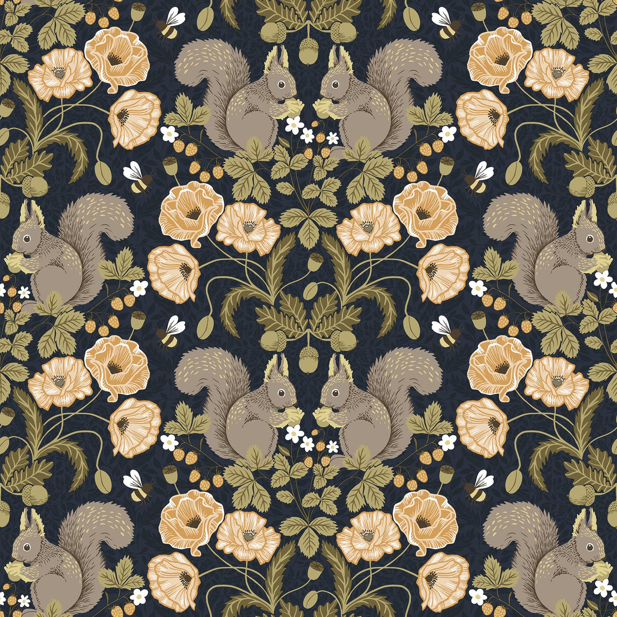 A-Street Prints 2999-44123 Kurre Dark Blue Woodland Damask Wallpaper
