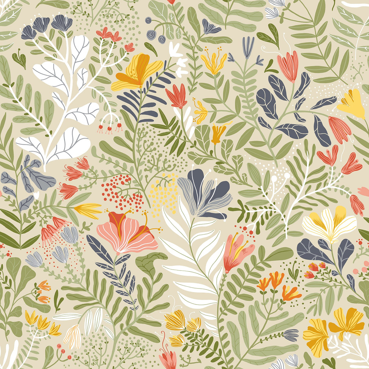 A-Street Prints 2999-55011 Brittsommar Green Woodland Floral Wallpaper
