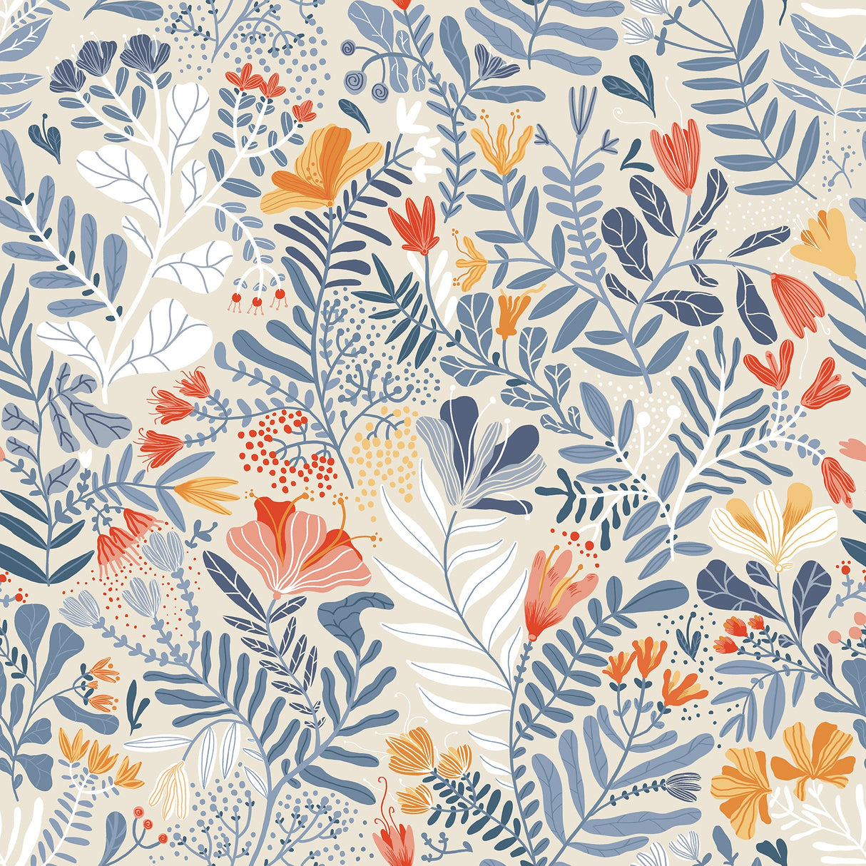 A-Street Prints 2999-55013 Brittsommar Light Blue Woodland Floral Wallpaper