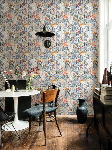 A-Street Prints 2999-55013 Brittsommar Light Blue Woodland Floral Wallpaper