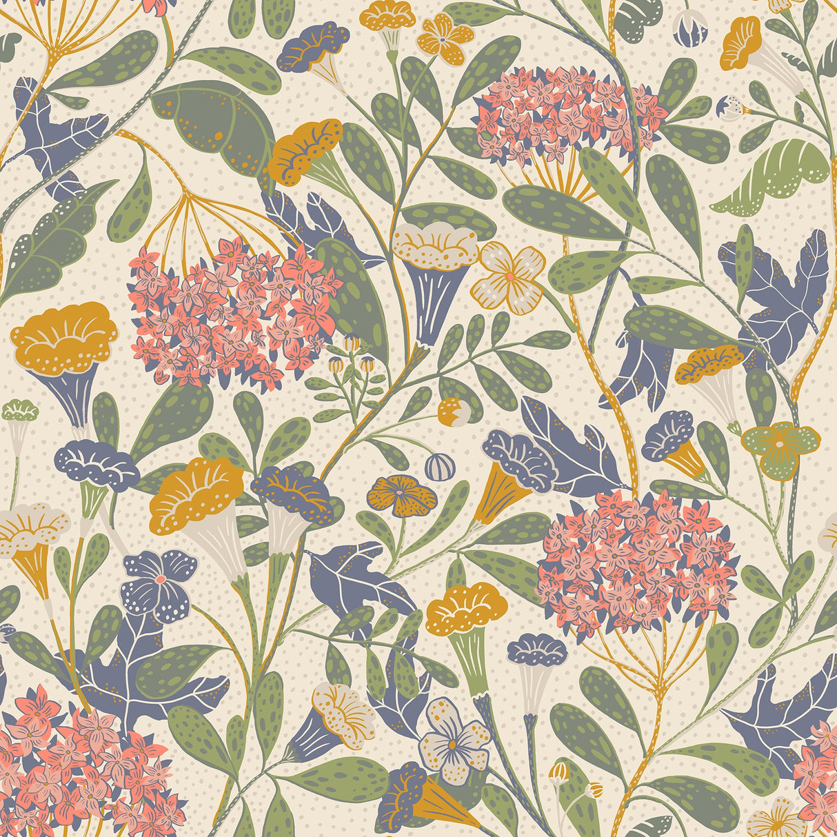 A-Street Prints 2999-55021 Hybbe Multicolor Hydrangea Garden Wallpaper