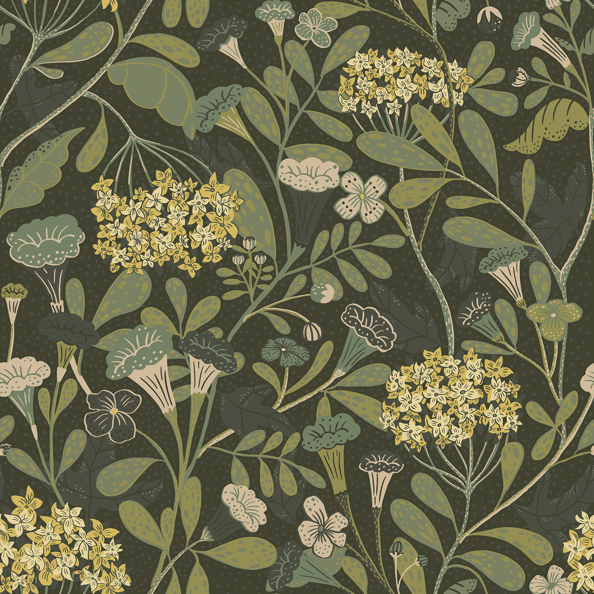A-Street Prints 2999-55022 Hybbe Dark Green Hydrangea Garden Wallpaper