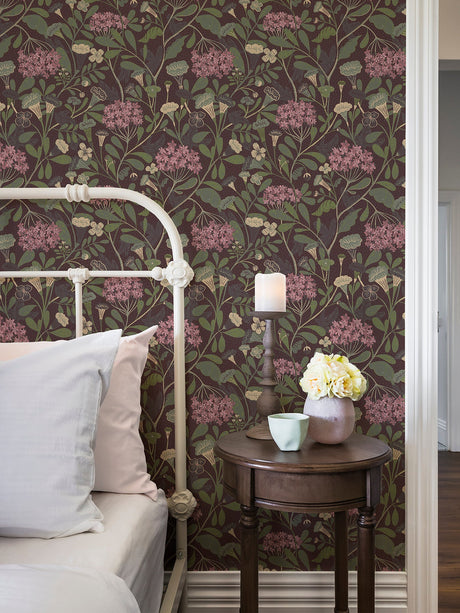 A-Street Prints 2999-55024 Hybbe Purple Hydrangea Garden Wallpaper