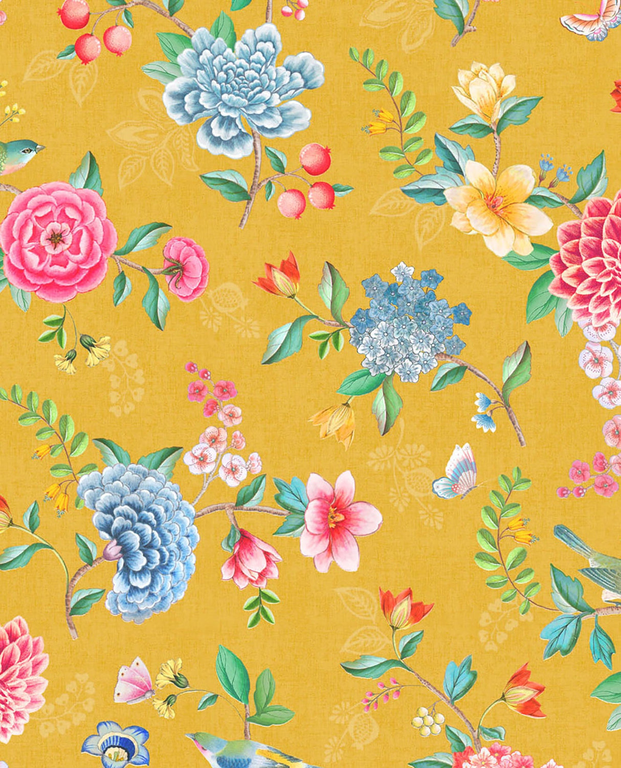 Eijffinger 300104 Good Evening Yellow Floral Garden Wallpaper