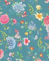 Eijffinger 300105 Good Evening Teal Floral Garden Wallpaper