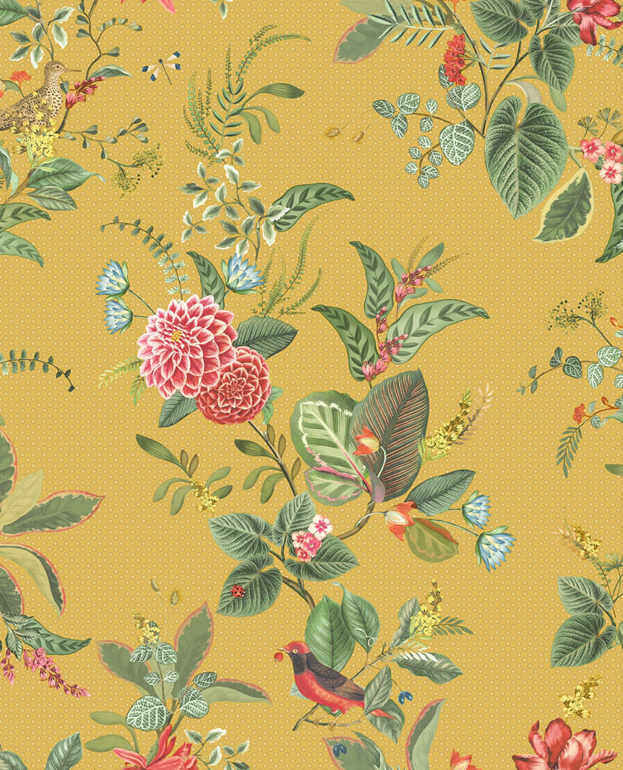 Eijffinger 300112 Floris Mustard Woodland Floral Wallpaper