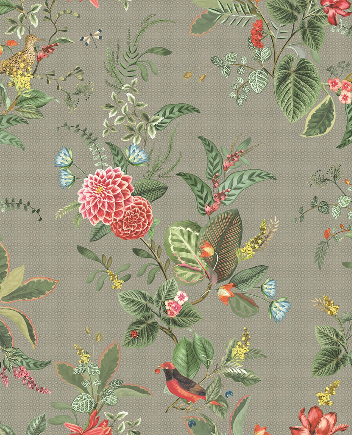 Eijffinger 300113 Floris Khaki Woodland Floral Wallpaper