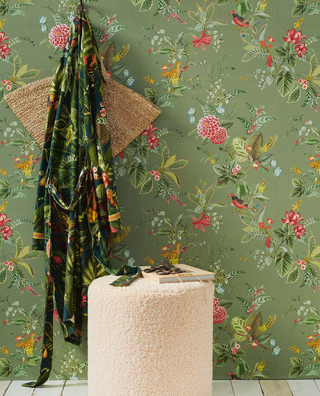 Eijffinger 300114 Floris Olive Woodland Floral Wallpaper