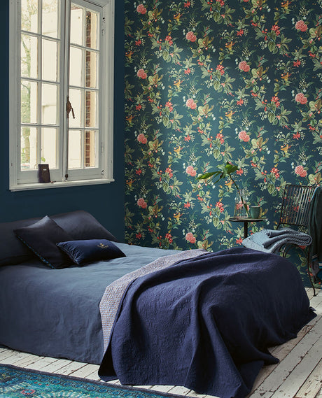 Eijffinger 300116 Floris Teal Woodland Floral Wallpaper