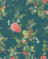 Eijffinger 300116 Floris Teal Woodland Floral Wallpaper