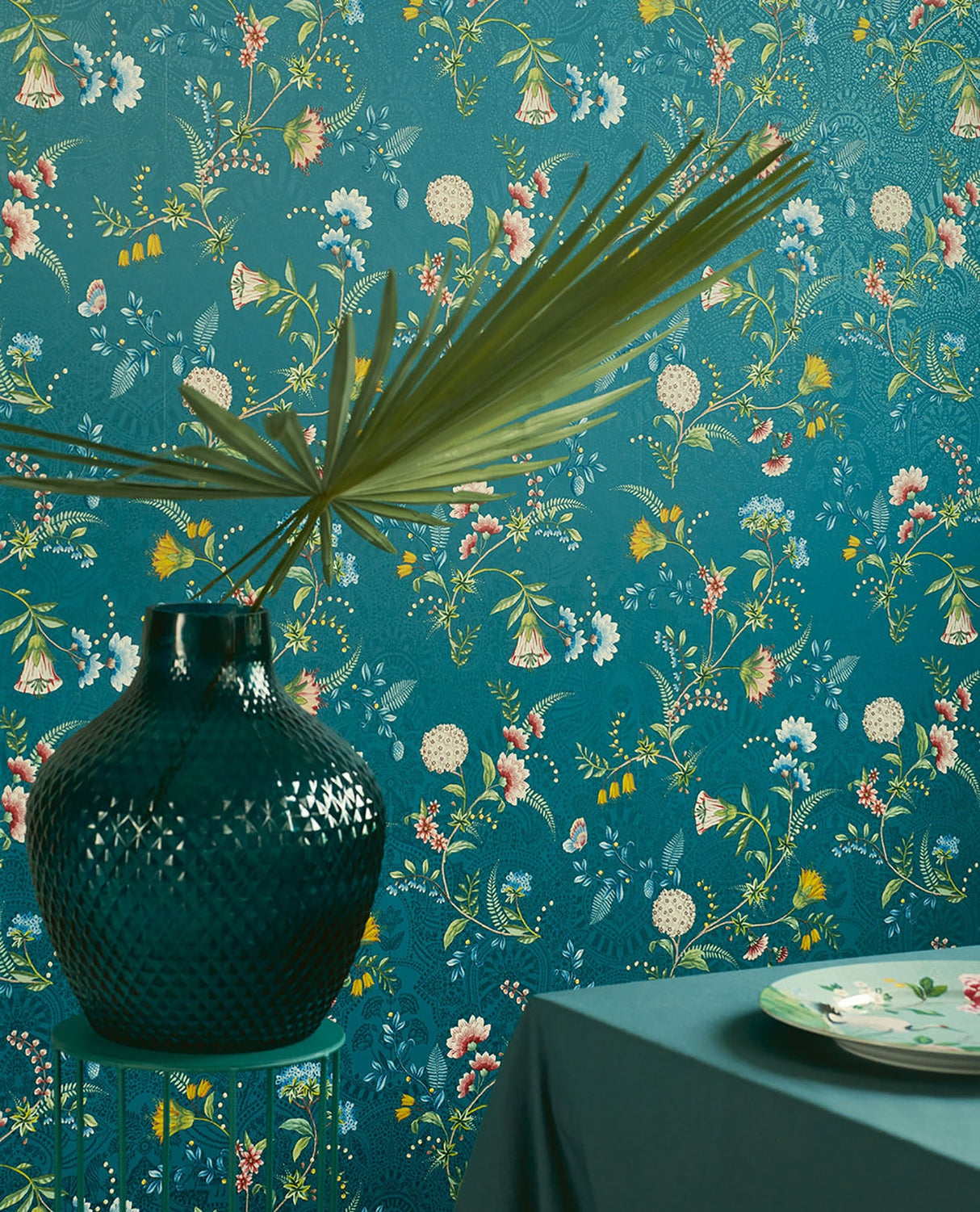 Eijffinger 300125 La Majorelle Teal Ornate Floral Wallpaper