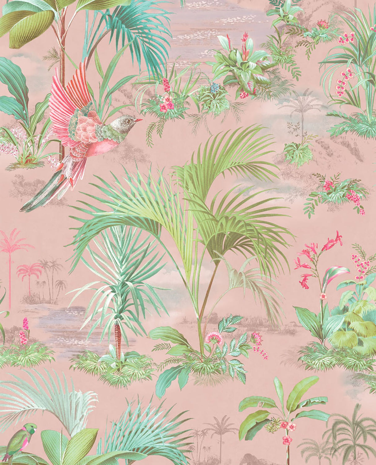 Eijffinger 300141 Calliope Pink Palm Scenes Wallpaper