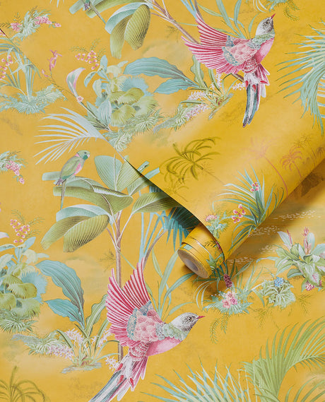 Eijffinger 300143 Calliope Yellow Palm Scenes Wallpaper