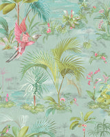 Eijffinger 300145 Calliope Light Blue Palm Scenes Wallpaper