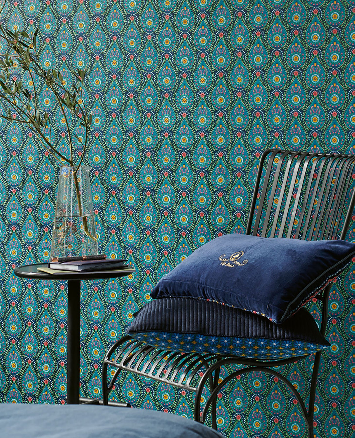 Eijffinger 300153 Garden Party Dark Blue Raindrops Wallpaper