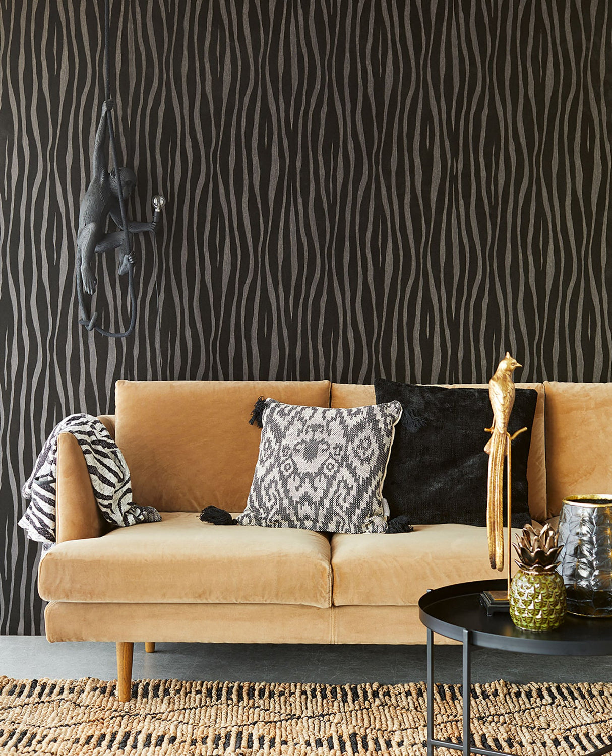 Eijffinger 300551 Burchell Chocolate Zebra Flock Wallpaper