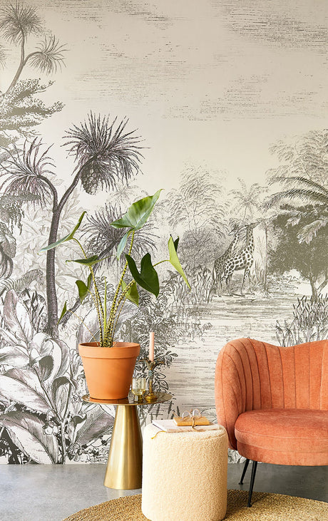 Eijffinger 300621 Giraffe Grey Wall Mural