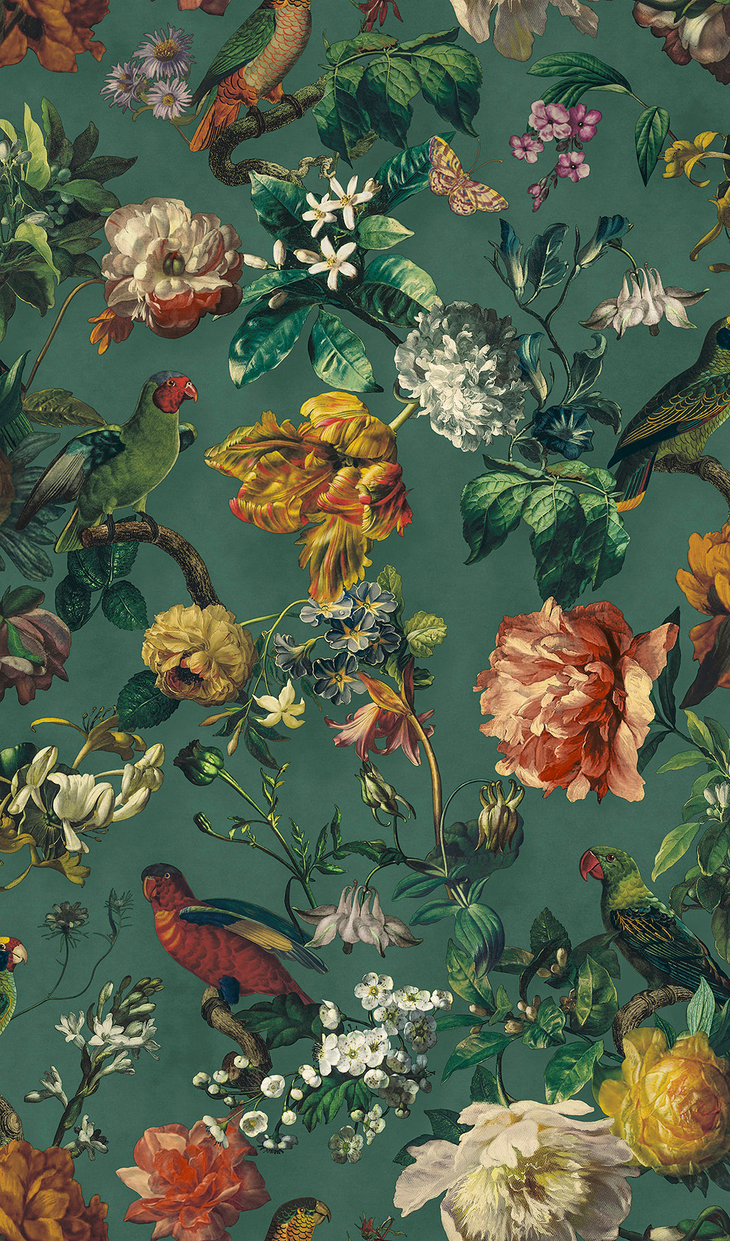 Eijffinger 307305 Claude Teal Floral Wallpaper