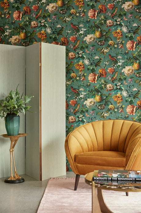 Eijffinger 307305 Claude Teal Floral Wallpaper