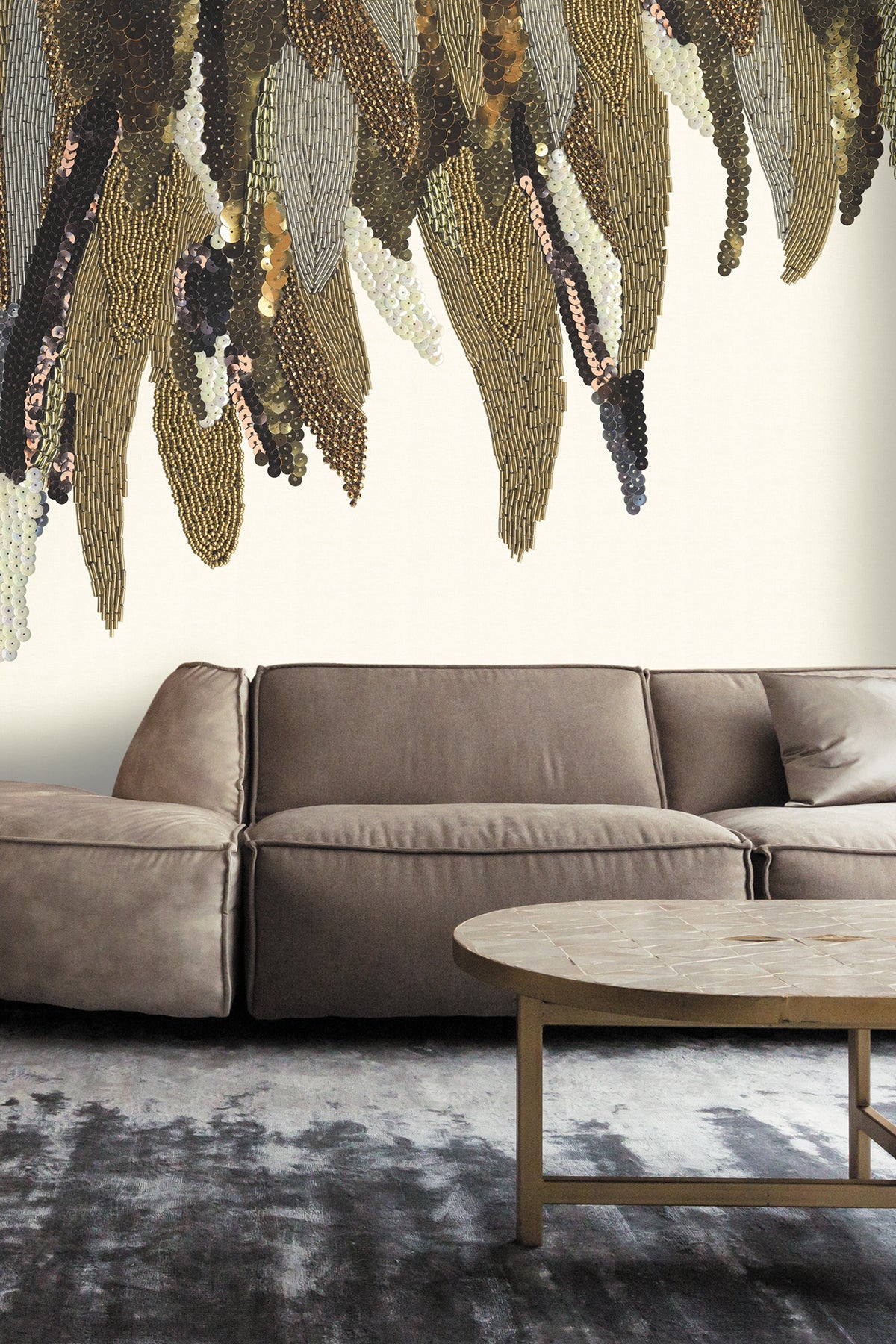 Eijffinger 307407 Right Fancy Feather Cream Wall Mural