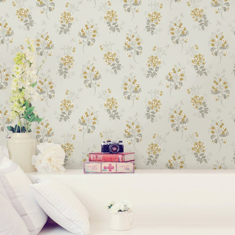 Chesapeake 3112-002703 Beverly Yellow Floral Wallpaper