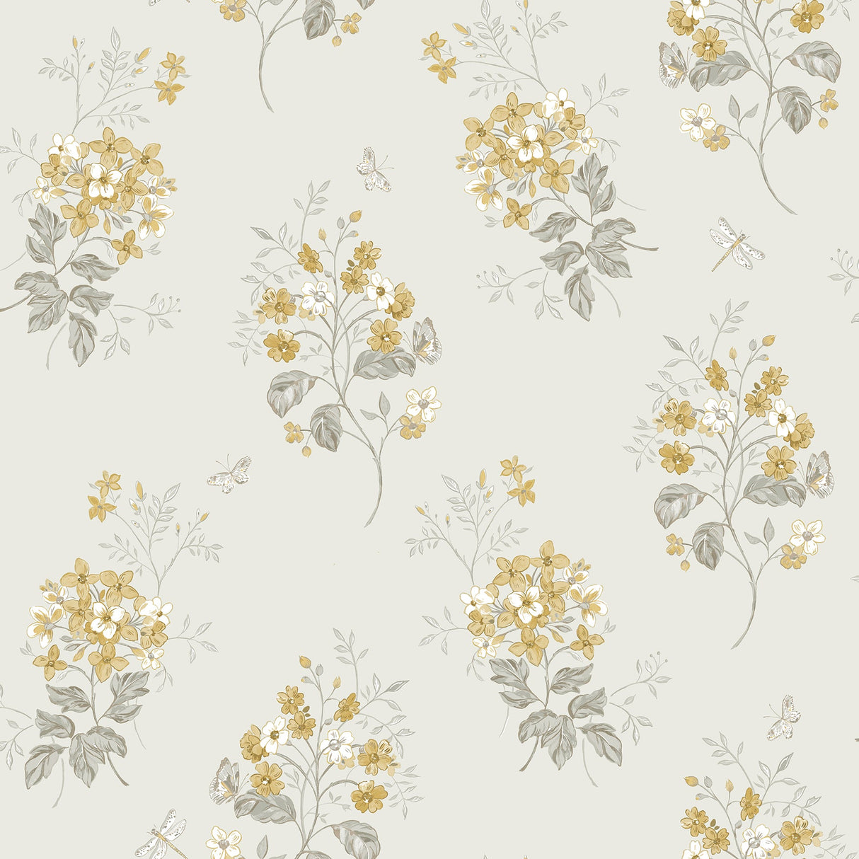 Chesapeake 3112-002703 Beverly Yellow Floral Wallpaper