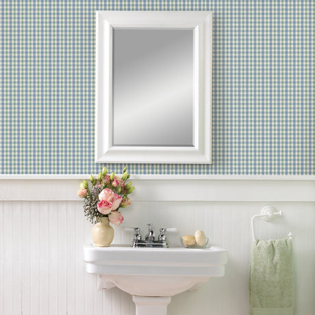 Chesapeake 3112-002707 Roslin Aqua Check Wallpaper