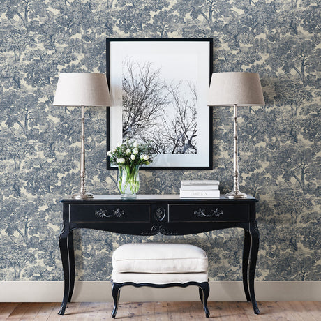 Chesapeake 3112-002724 Blyth Blue Toile Wallpaper