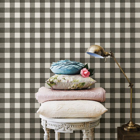 Chesapeake 3112-002728 Claire Black Gingham Wallpaper