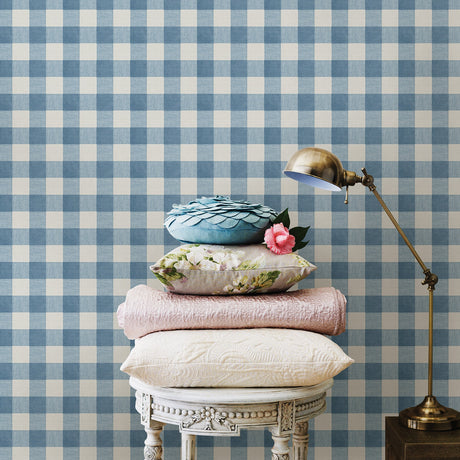 Chesapeake 3112-002729 Claire Blue Gingham Wallpaper