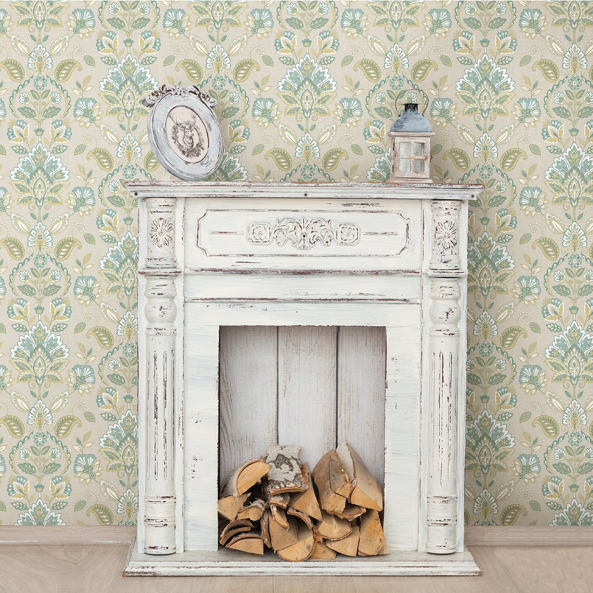 Chesapeake 3112-002732 Rayleigh Teal Floral Damask Wallpaper
