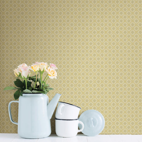 Chesapeake 3112-002743 Crosby Yellow Floral Wallpaper