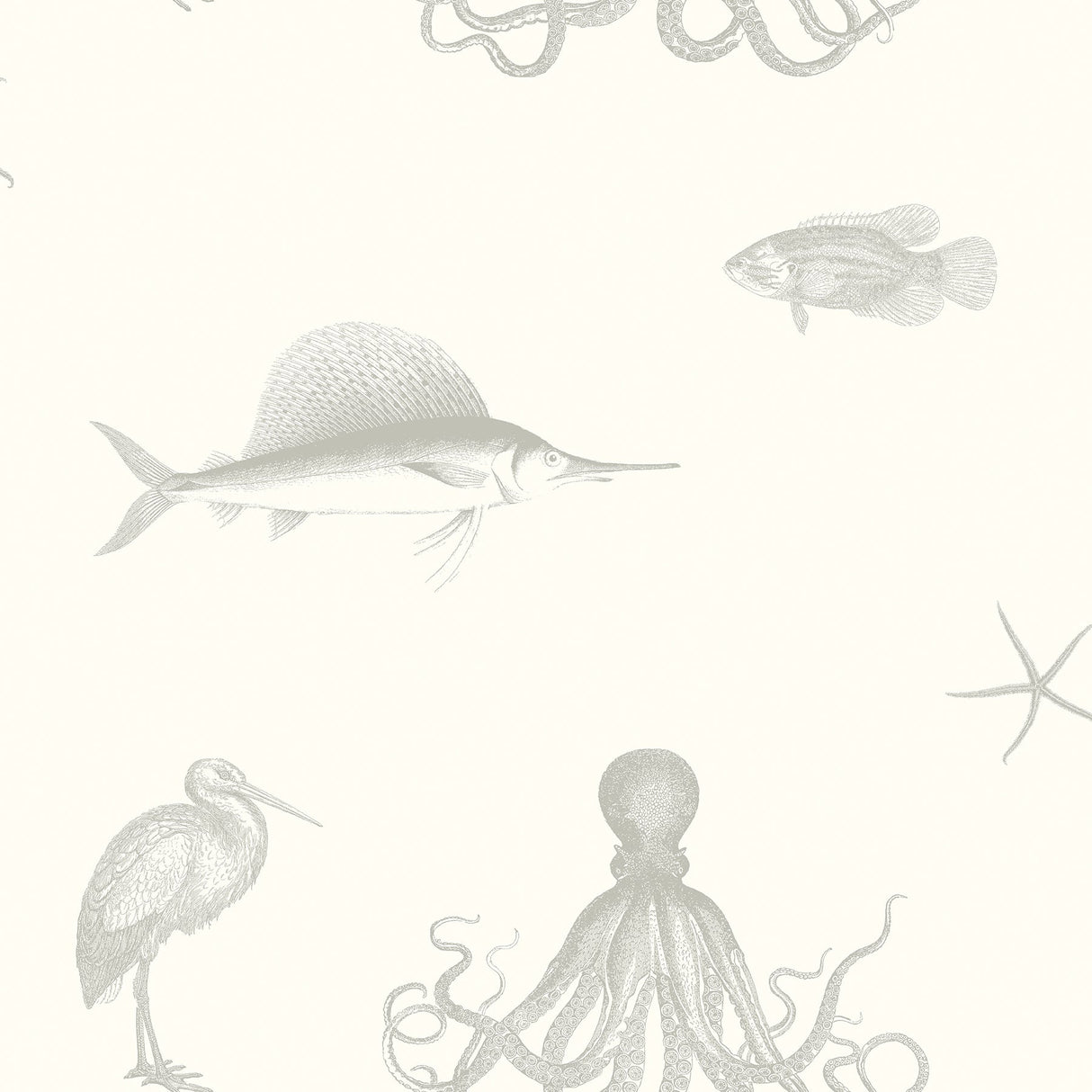 Chesapeake 3113-12013 Oceania Grey Sea Creature Wallpaper