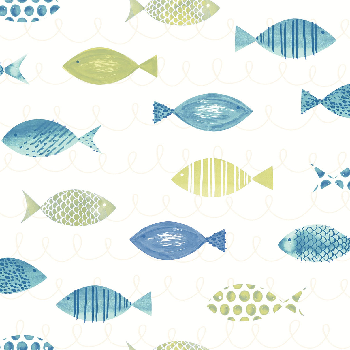 Chesapeake 3113-12042 Key West Green Fish Wallpaper